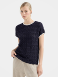 Women's Navy Textured Knit Top