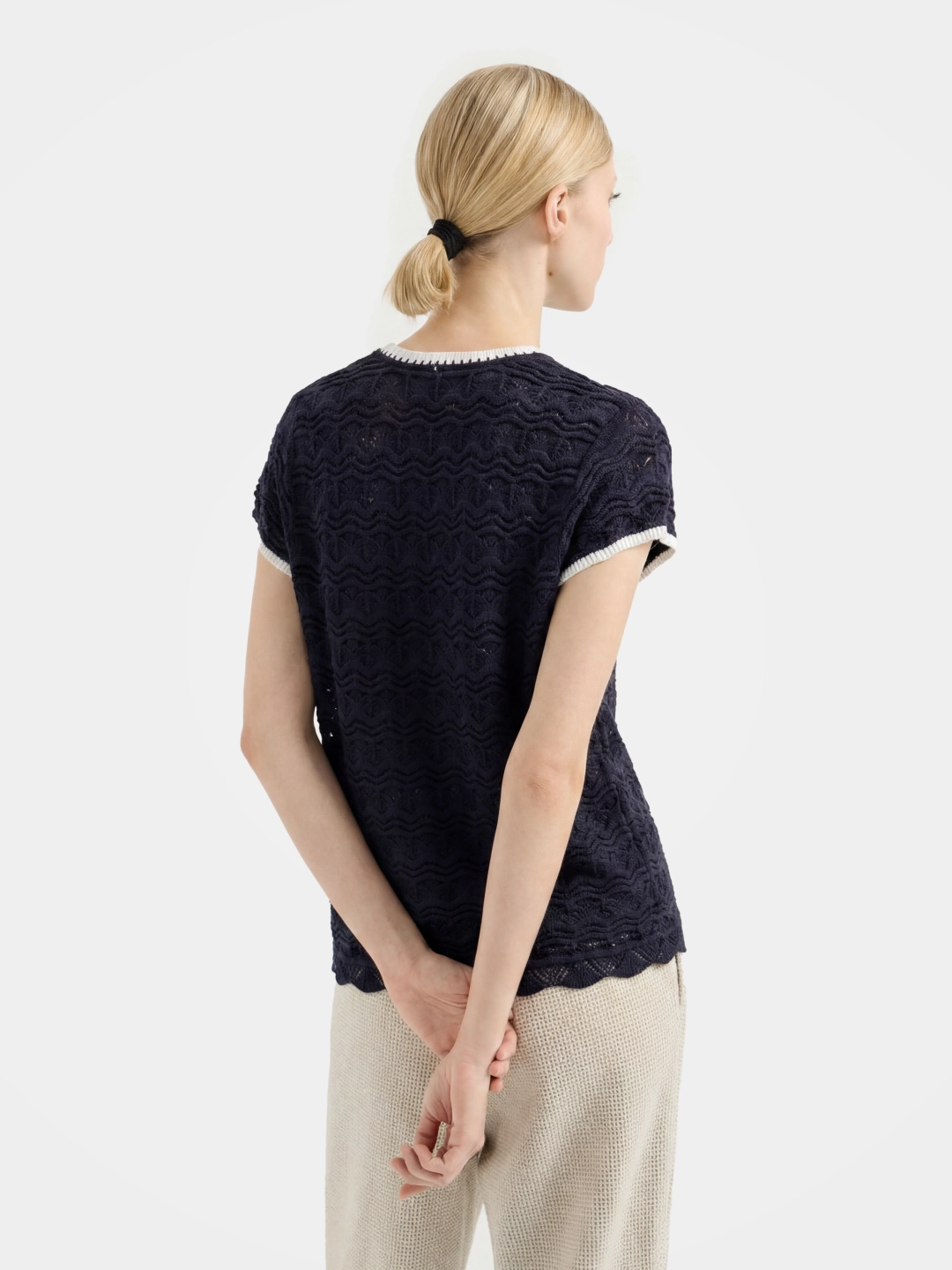 Women's Navy Textured Knit Top