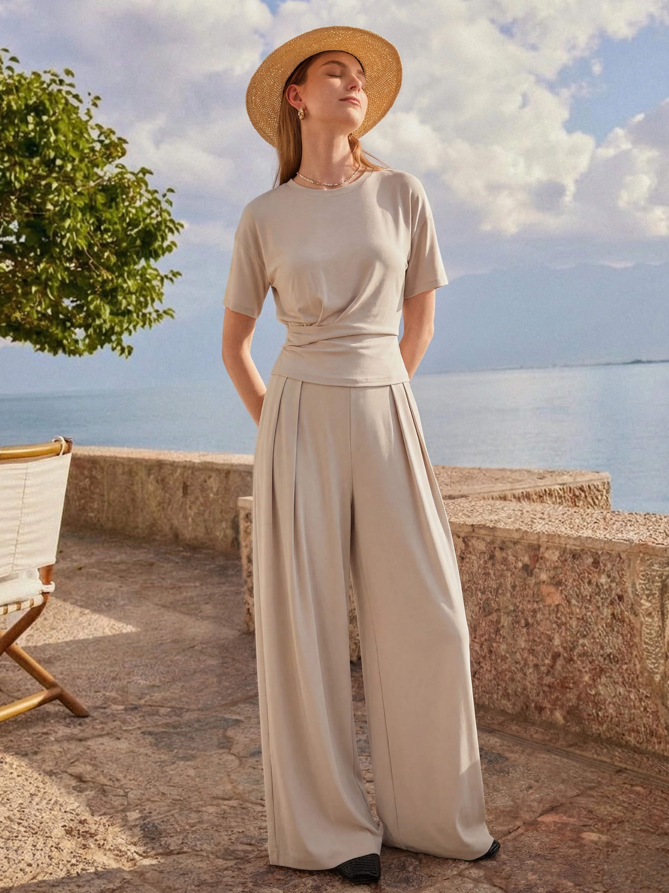 Women's Beige Two-Piece Set