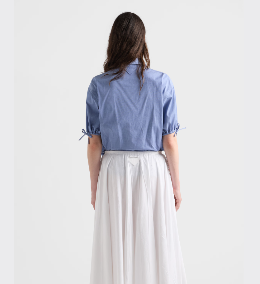 Women's Light Blue Puff Sleeve Shirt
