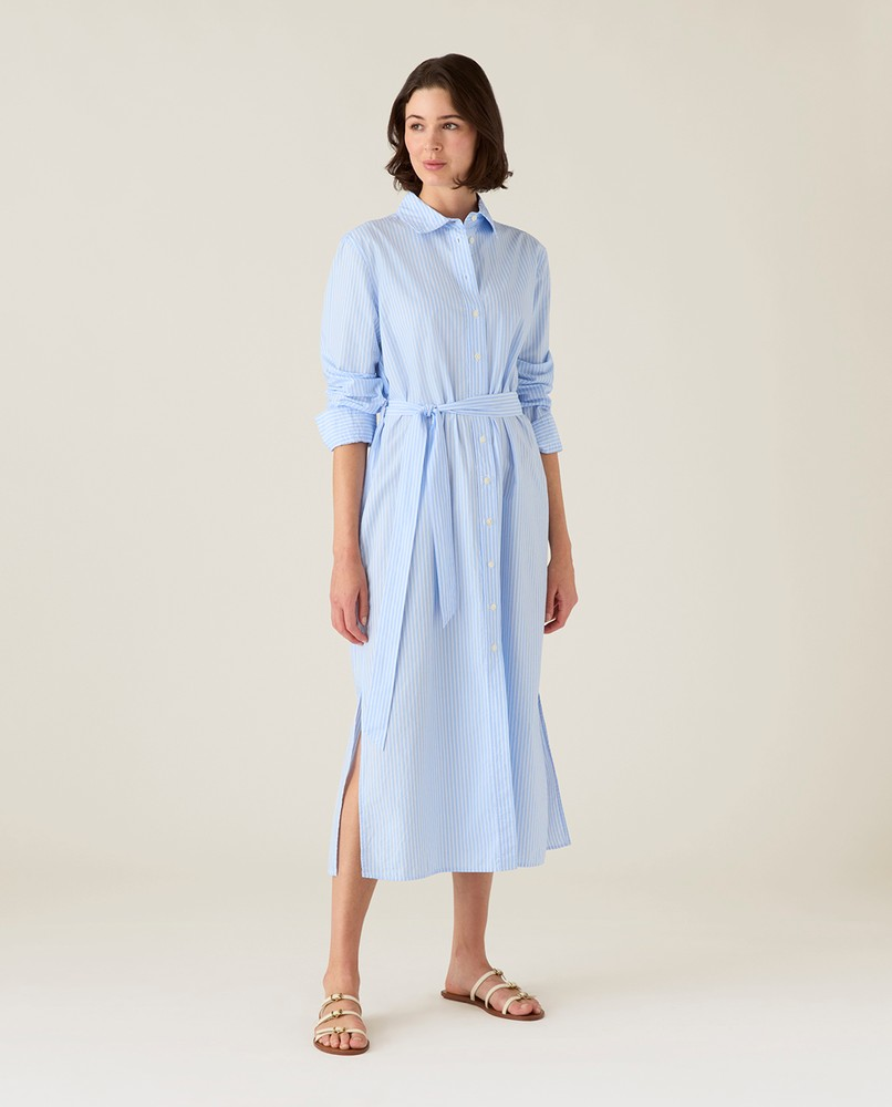 Women's Light Blue Striped Shirt Dress