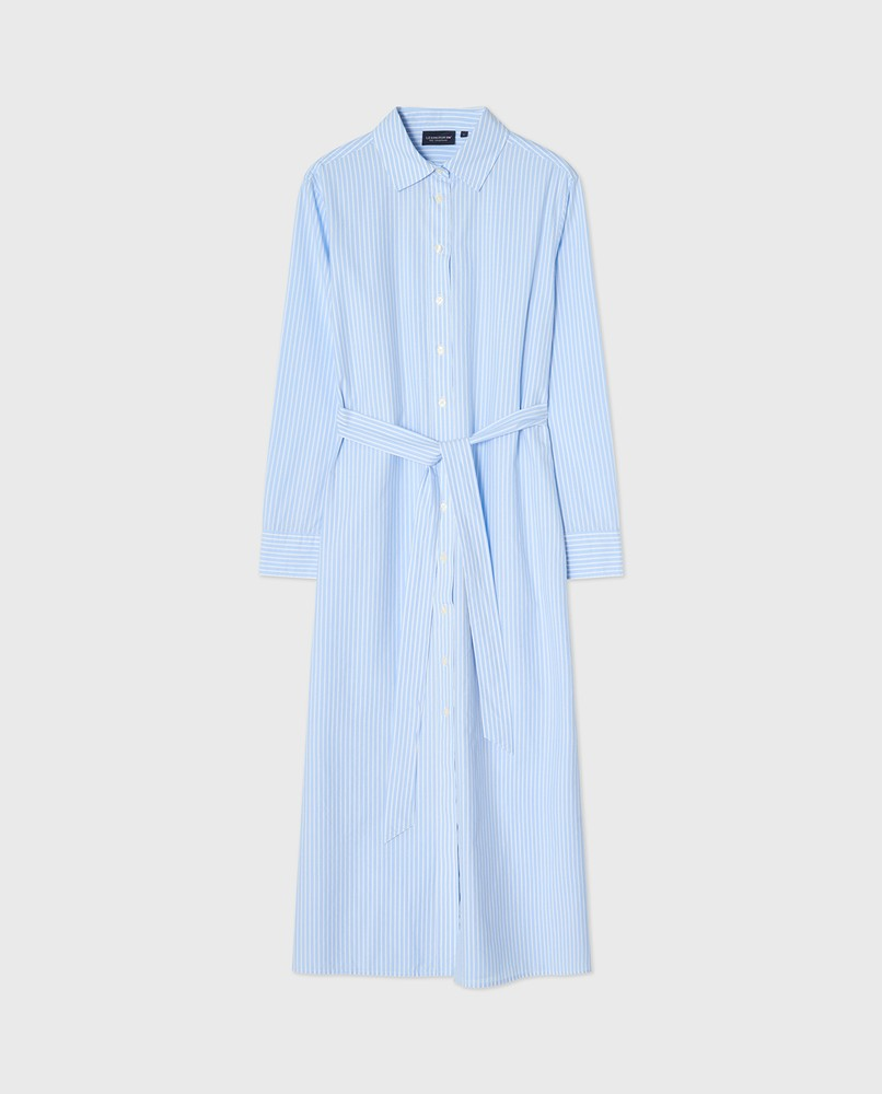 Women's Light Blue Striped Shirt Dress