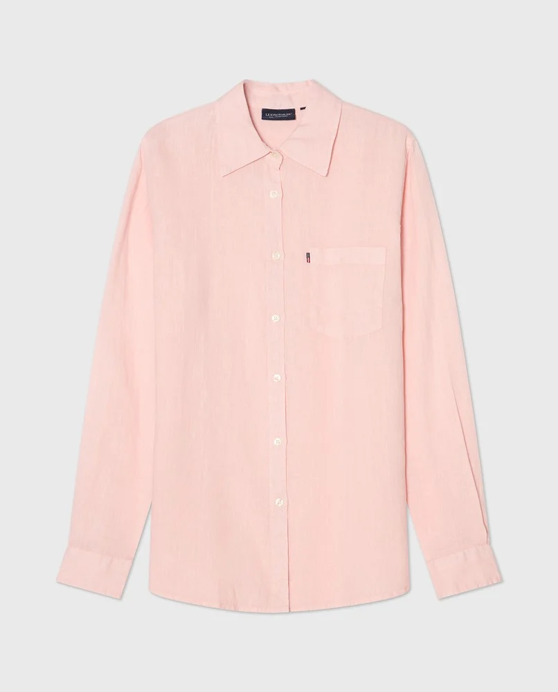 Women's Pink Striped Shirt Dress Long Sleeve Belted Midi Casual Dress