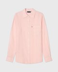 Women's Pink Striped Shirt Dress Long Sleeve Belted Midi Casual Dress