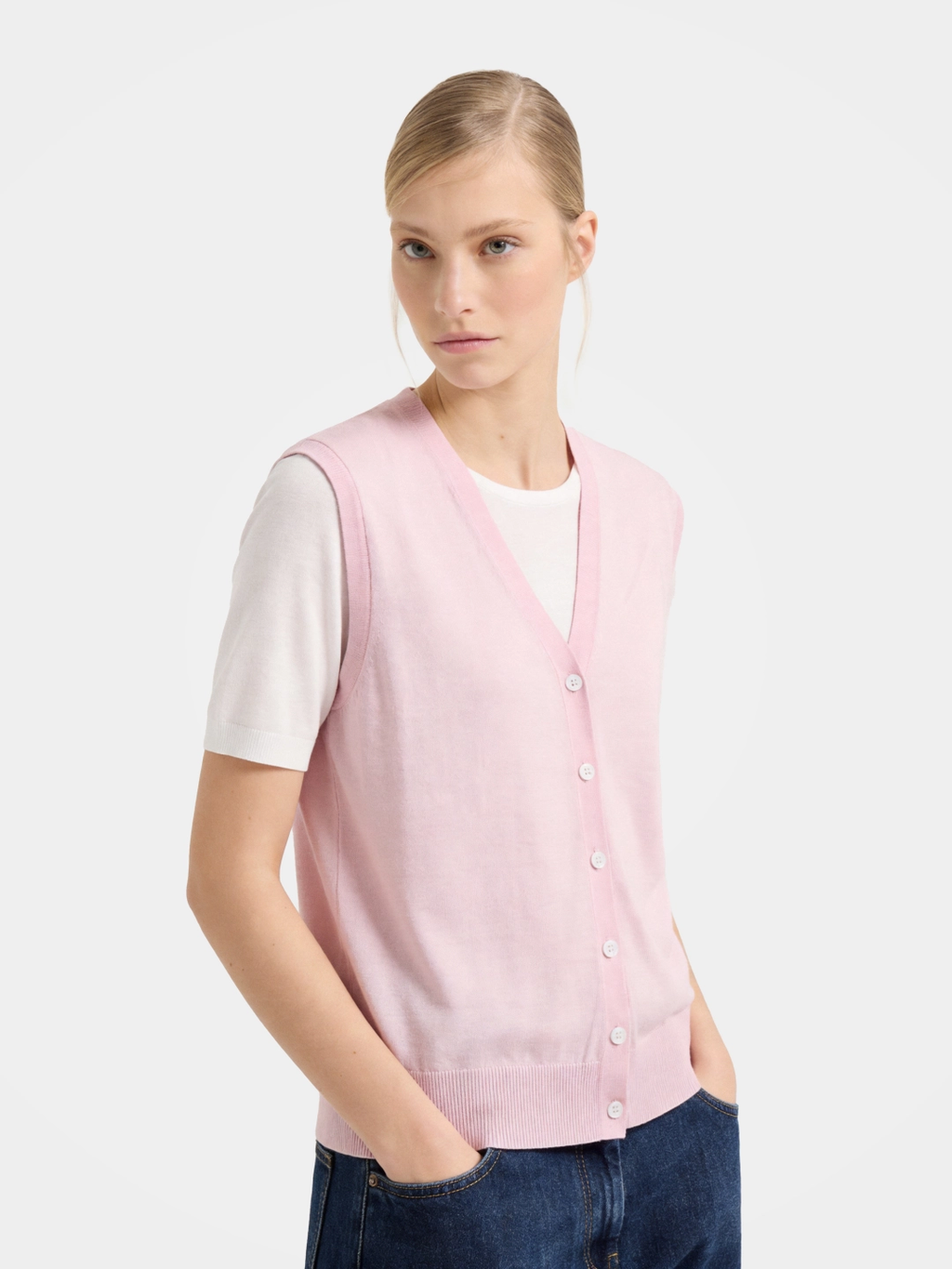 Women's Light Pink Knit Vest
