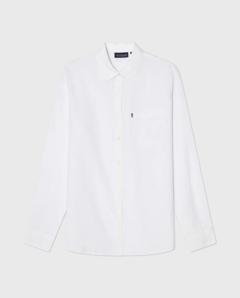 Women's White Linen Button-Up Shirt
