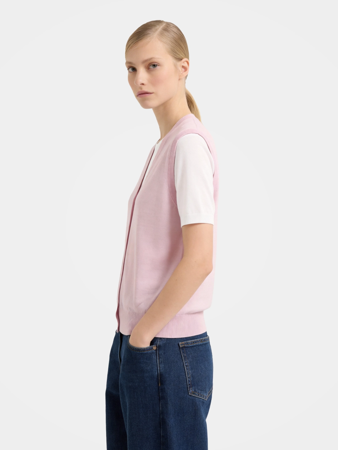 Women's Light Pink Knit Vest